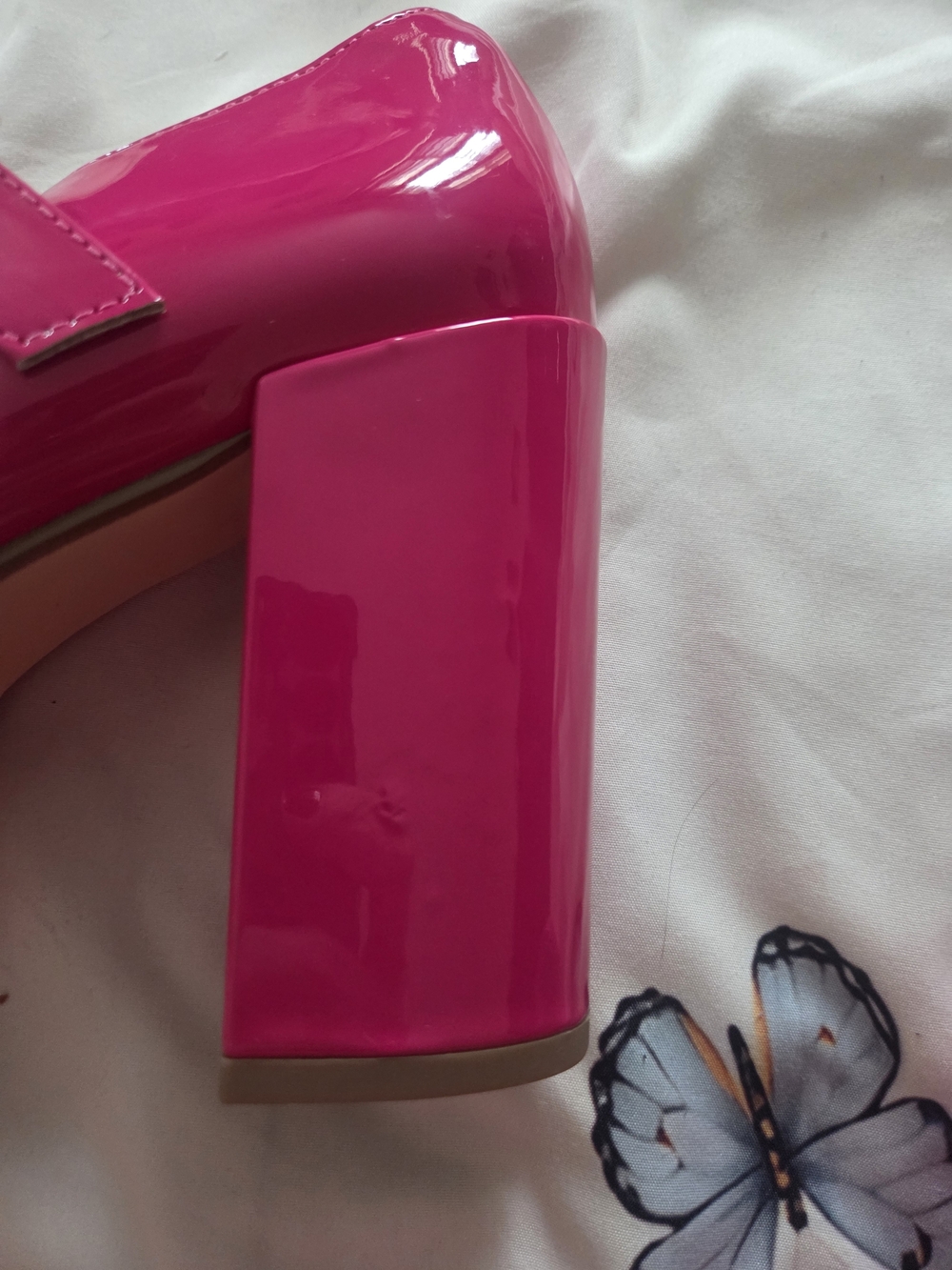 Coutgo Classic Mary Jane Patent Flats in Hot Pink Size 7 1/2 With 4 Inch Heels - Picture 7 of 9